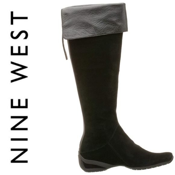 Nine West Shoes - NINE WEST Black Suede/Leather Tall Hamza B…